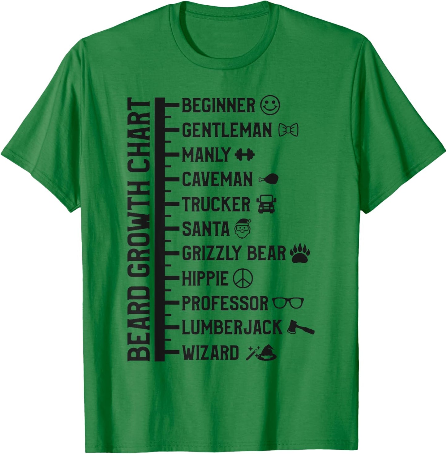 Beard Scale Length Measurement Size Chart Funny Bearded Gift T-Shirt - T-Shirt | Irish Green