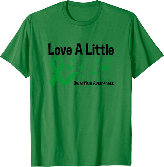 Love A Little, Green Ribbon Butterfly Dwarfism Awareness T-Shirt - T-Shirt | Irish Green