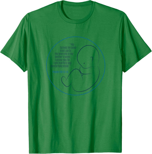 Pregnancy Bible Verse Faith in Jesus Unborn Life T-Shirt - T-Shirt | Irish Green