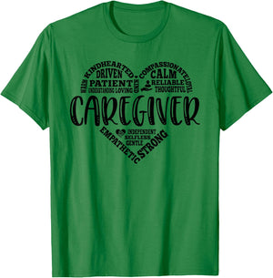 Caregiver Appreciation Heart Caretaker Care Giver Funny T-Shirt - T-Shirt | Irish Green