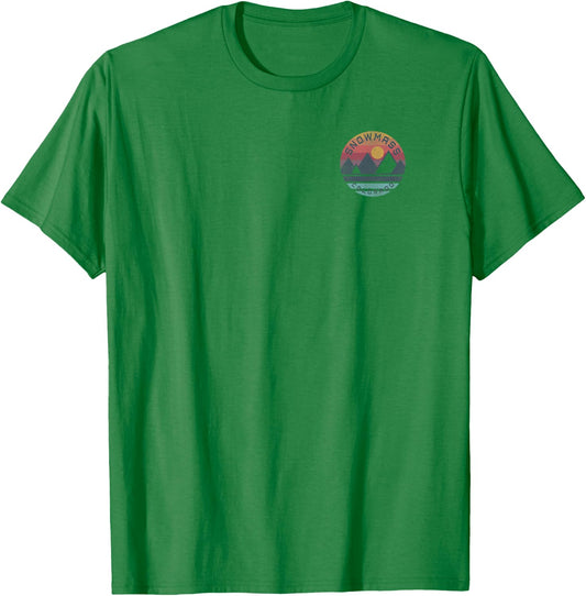 Snowmass, Colorado Mountain Graphic T-Shirt - T-Shirt | Irish Green