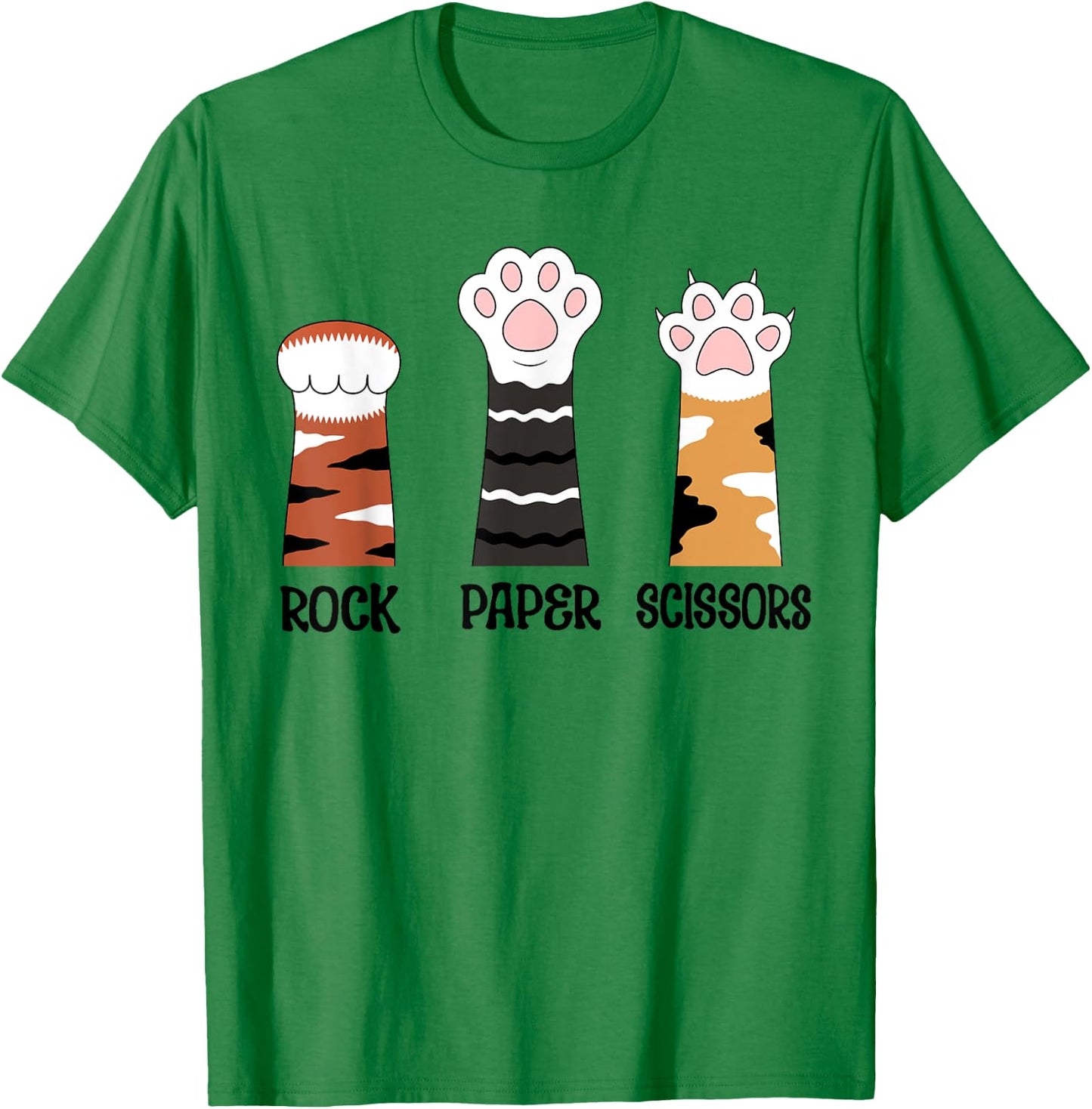 Funny Cat Paws Rock Paper Scissors Loves Playing Boys Kids T-Shirt - T-Shirt | Irish Green