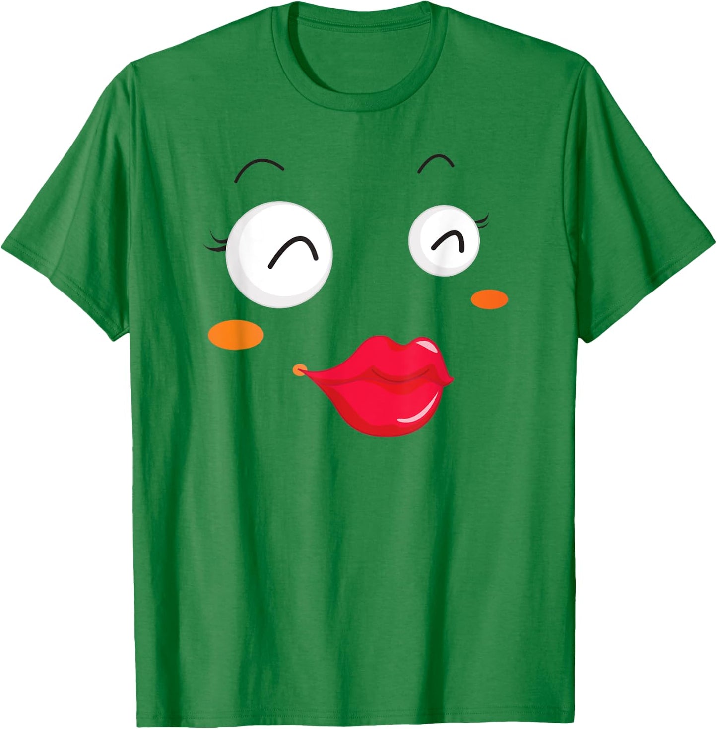 Group Costume Team Outfit Woman Dress Kiss Lips Emoticon T-Shirt - T-Shirt | Irish Green