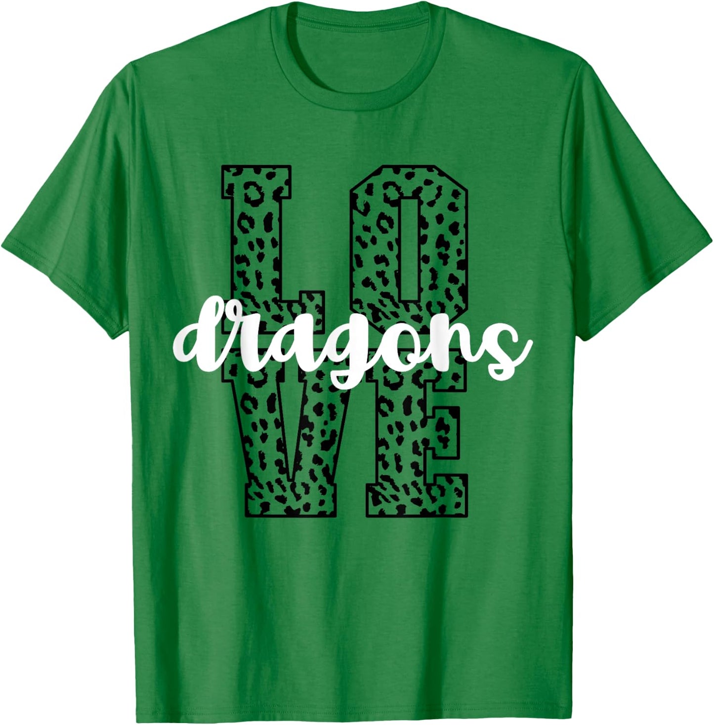 Dragons Love Team Mascot School Spirit Game Night Leopard T-Shirt - T-Shirt | Irish Green