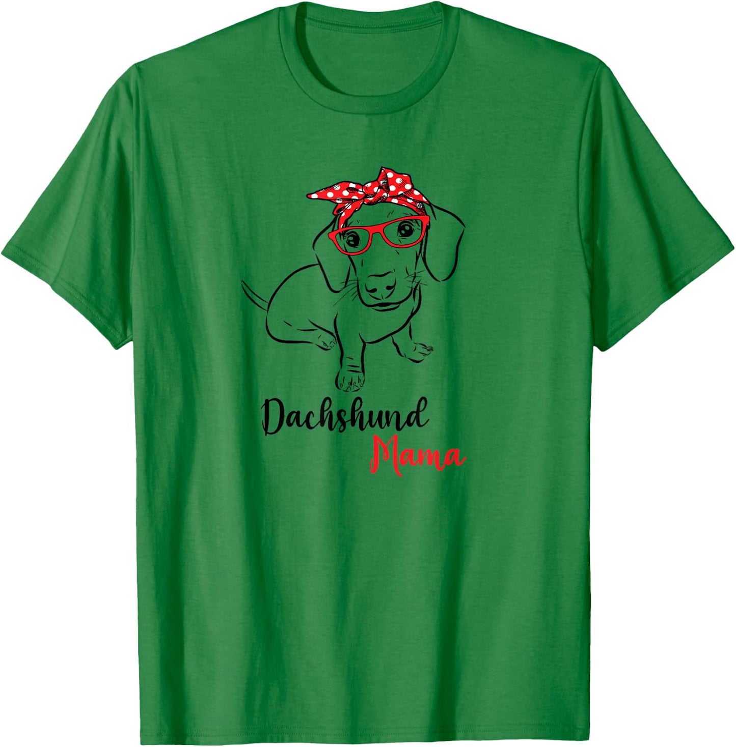 Cute Red Bandana Glasses Mom Lover Dachshund Mama T-Shirt - T-Shirt | Irish Green