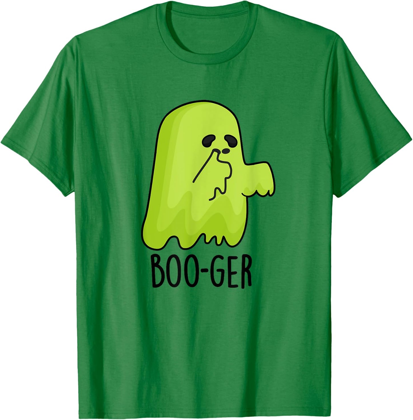 Boo-ger Funny Nose Picking Ghost Pun T-Shirt - T-Shirt | Irish Green
