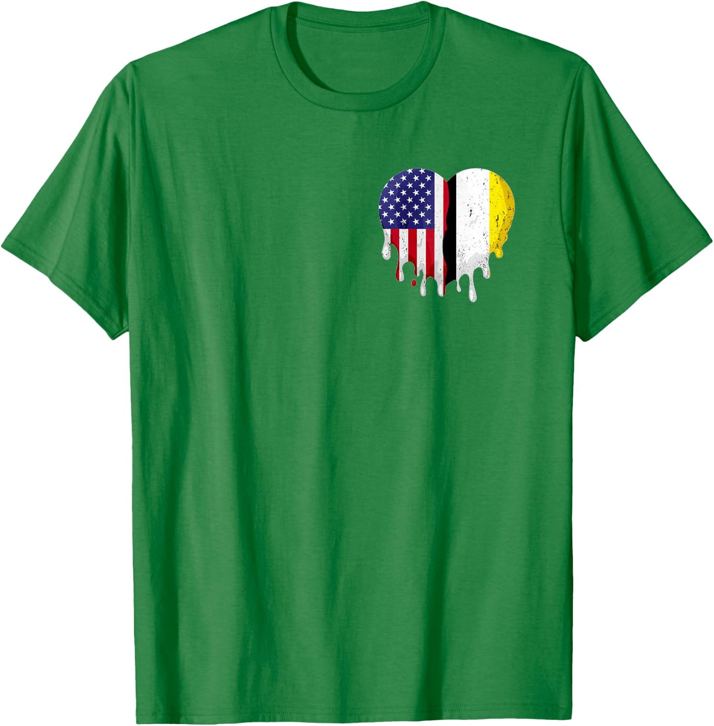 Garifuna Heritage American Grown Heart Garifuna Flag T-Shirt - T-Shirt | Irish Green