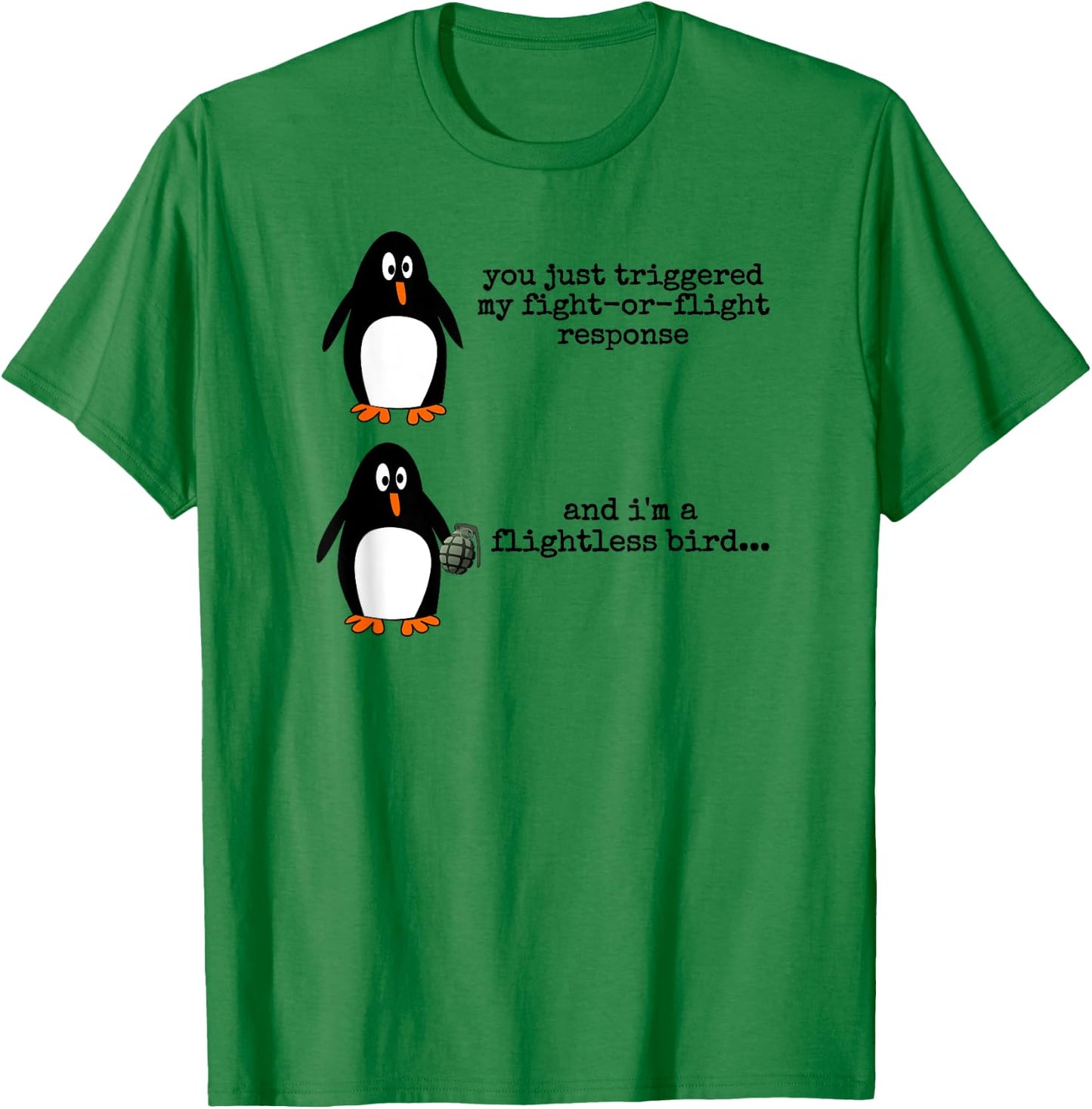 Penguin Fight Or Flight Meme Flightless Bird Social Anxiety T-Shirt - T-Shirt | Irish Green