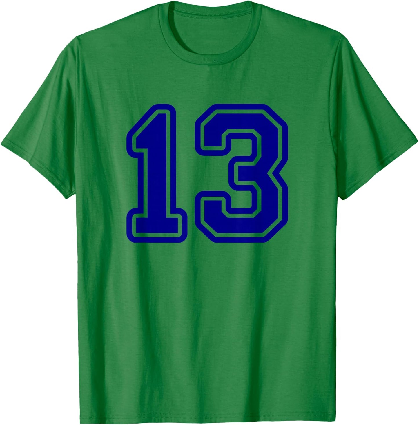 Blue Sports Team Number 13 T-Shirt - T-Shirt | Irish Green