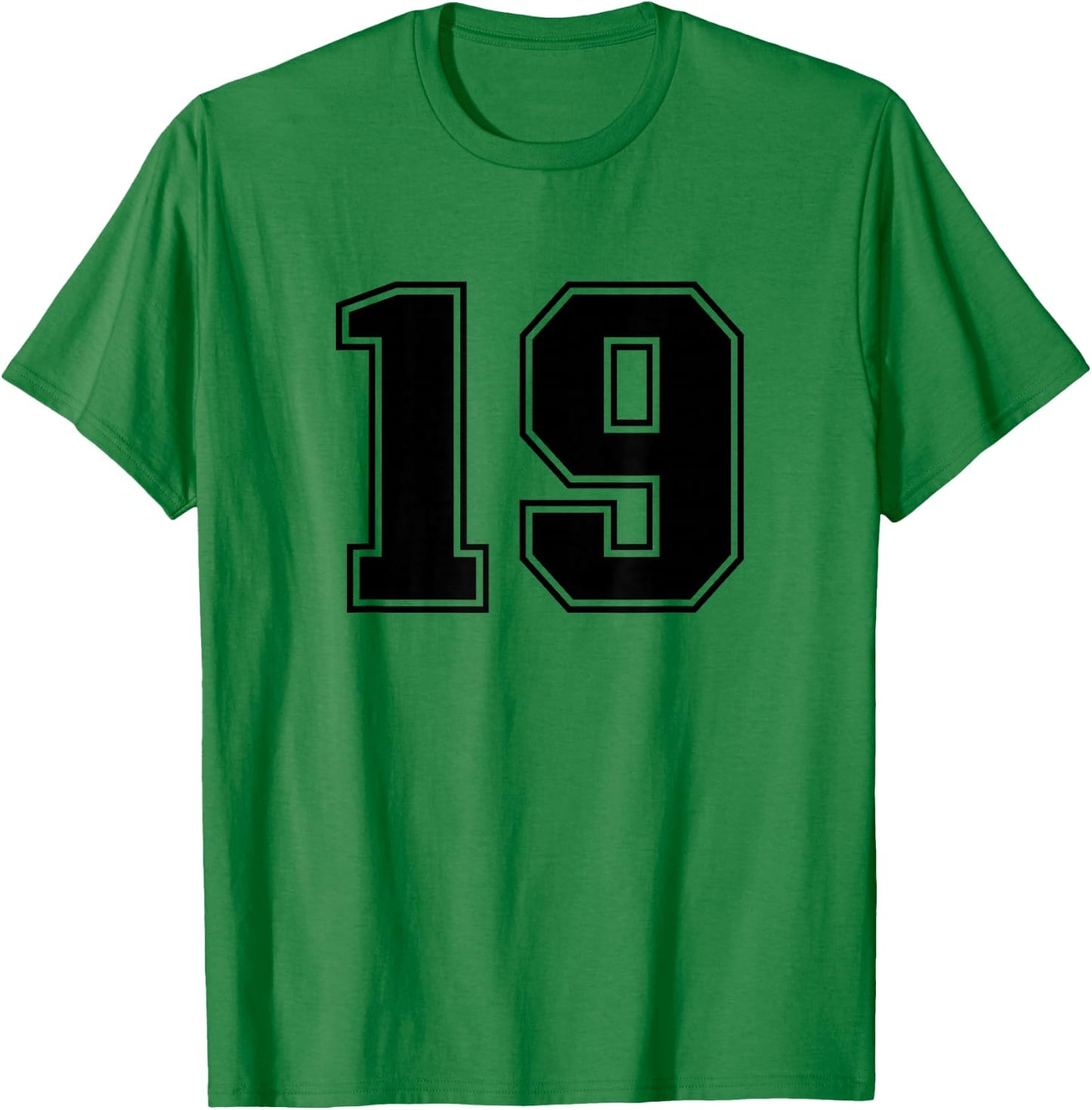Number #19 Black Sport Number T-Shirt - T-Shirt | Irish Green