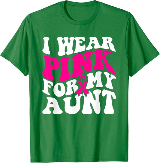 I Wear Pink For My Aunt - Breast Cancer Awareness Retro T-Shirt - T-Shirt | Irish Green