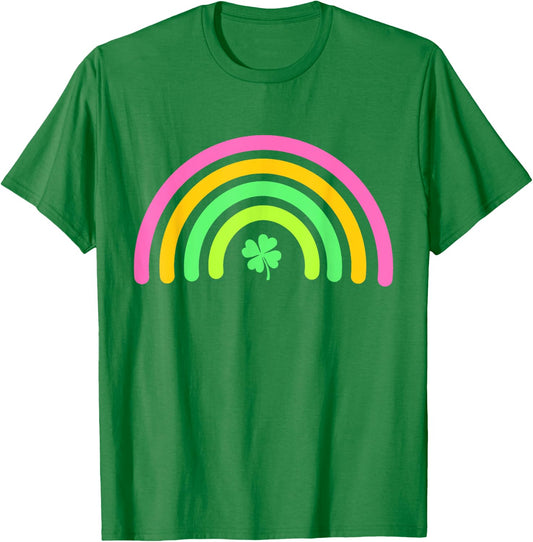 Green Four Leaf Clover Rainbow St Patrick's Day Boys Girl T-Shirt - T-Shirt | Irish Green