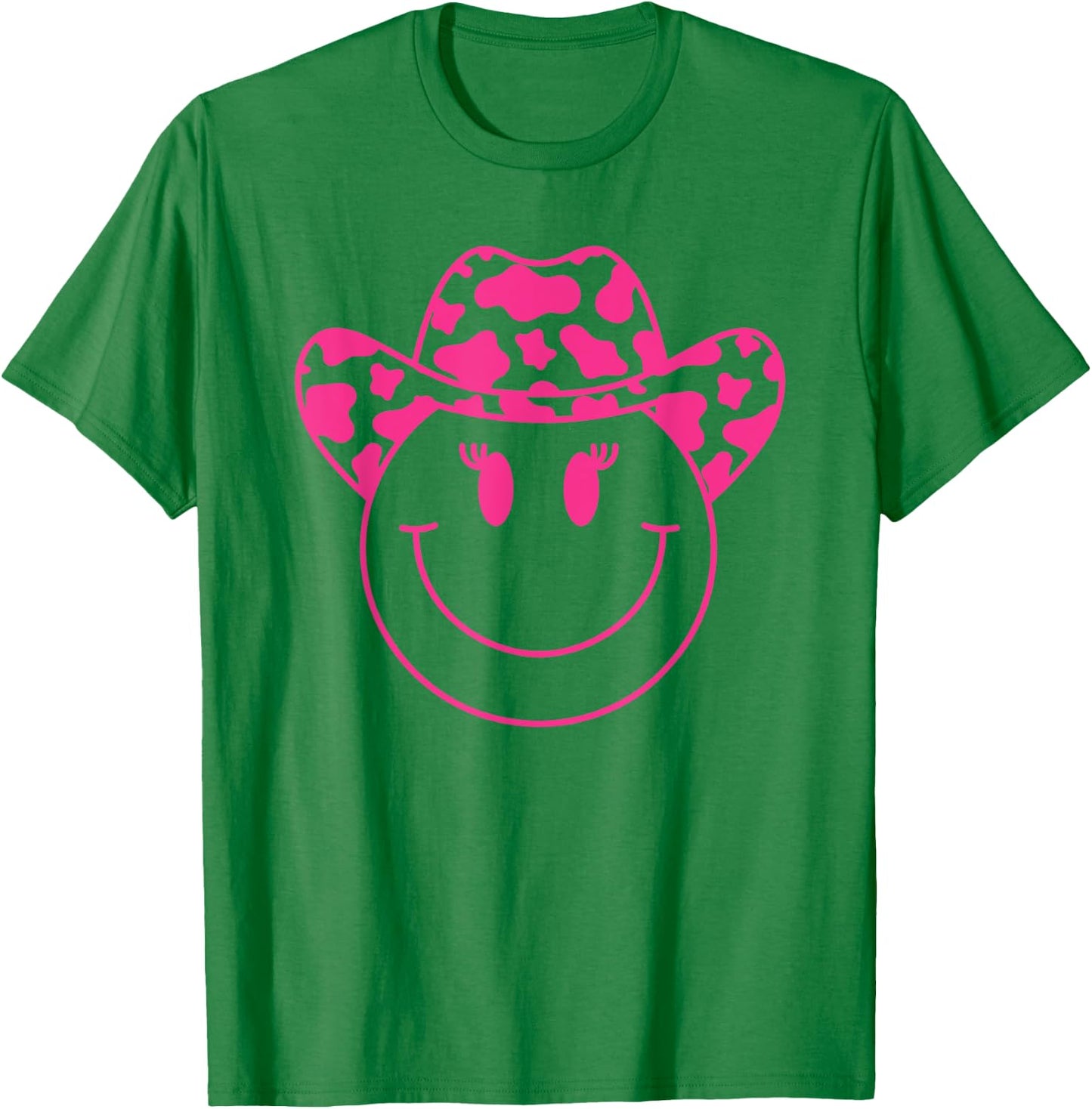 70s Cowgirl Pink Smile Face Cute Happy Face Cowgirl Women T-Shirt - T-Shirt | Irish Green
