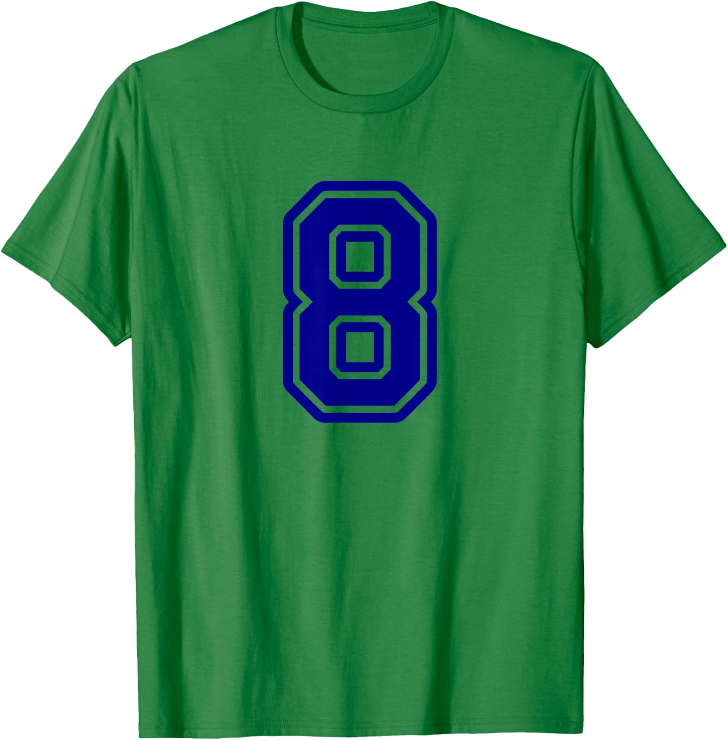 Number 8 Blue Sports Team Varsity T-Shirt - T-Shirt | Irish Green