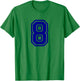 Number 8 Blue Sports Team Varsity T-Shirt - T-Shirt | Irish Green