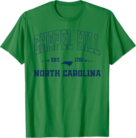 Vintage Chapel Hill North Carolina NC Navy Sports Athletic T-Shirt - T-Shirt | Irish Green