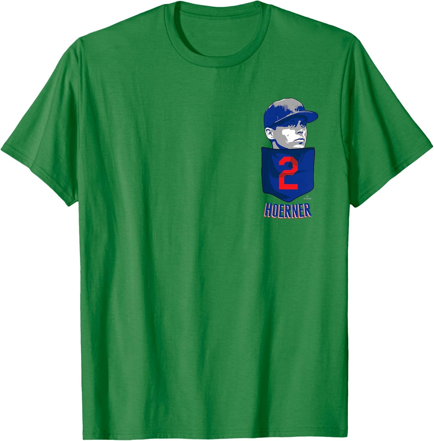 Nico Hoerner Chicago Baseball Pocket MLBPA T-Shirt - T-Shirt | Irish Green