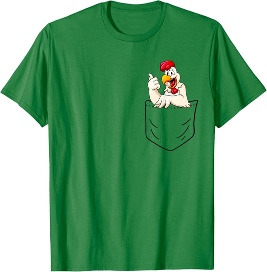 Vintage Rooster Cock In Pocket T-Shirt - T-Shirt | Irish Green