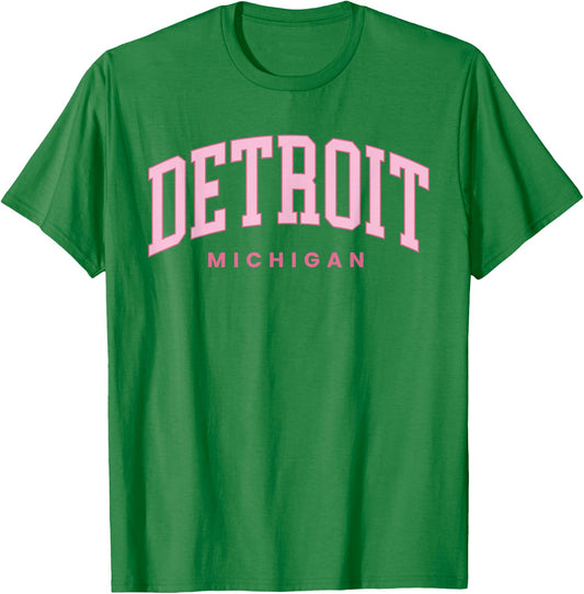 Retro Detroit Michigan Vintage Preppy Throwback Girls Kid T-Shirt - T-Shirt | Irish Green
