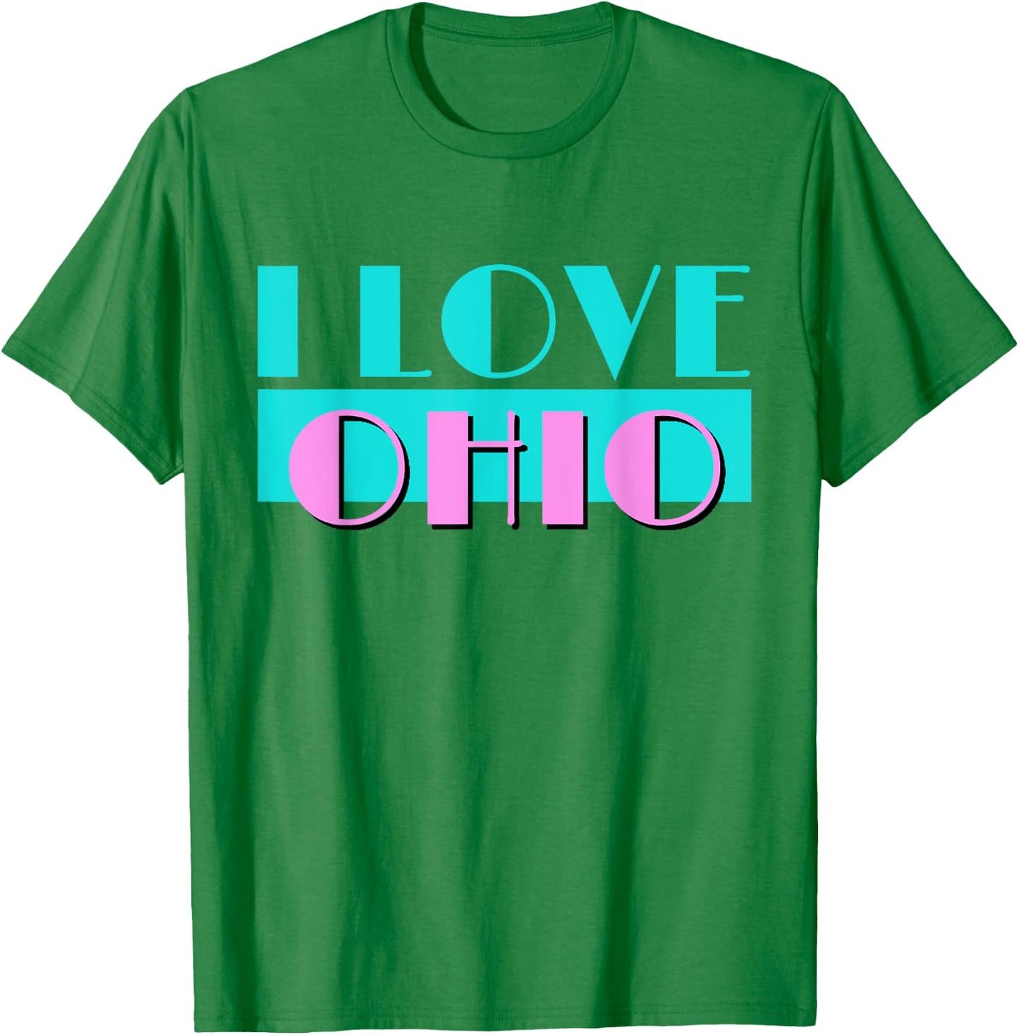 Retro I LOVE OHIO Neon Logo Classic Ohio OH State Pride Gift T-Shirt - T-Shirt | Irish Green