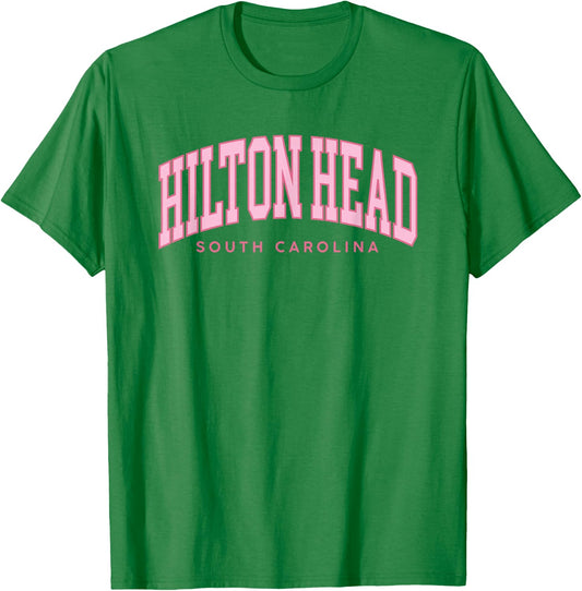 Hilton Head South Carolina Pink Retro Preppy Throwback Girls T-Shirt - T-Shirt | Irish Green