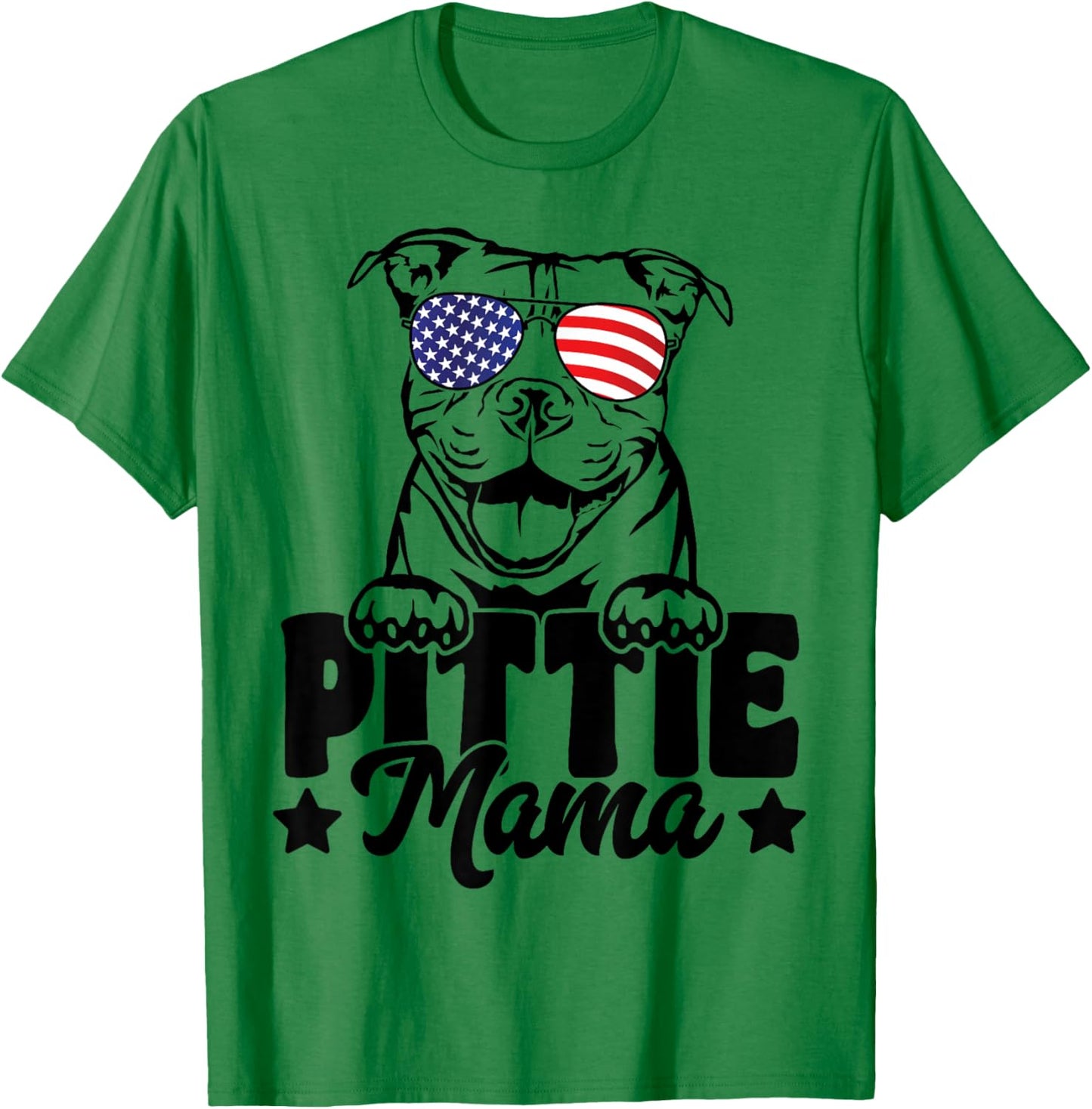 Pittie Mama USA Flag Patriotic Pitbull Dog Lover 4th Of July T-Shirt - T-Shirt | Irish Green