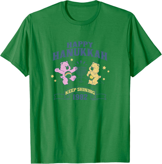 Care Bears Happy Hanukkah Keep Shining 1982 Vintage Holiday T-Shirt - T-Shirt | Irish Green