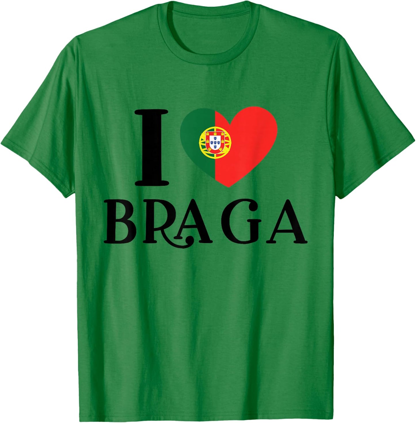 I Love Braga Portugal Heart Flag T-Shirt - T-Shirt | Irish Green