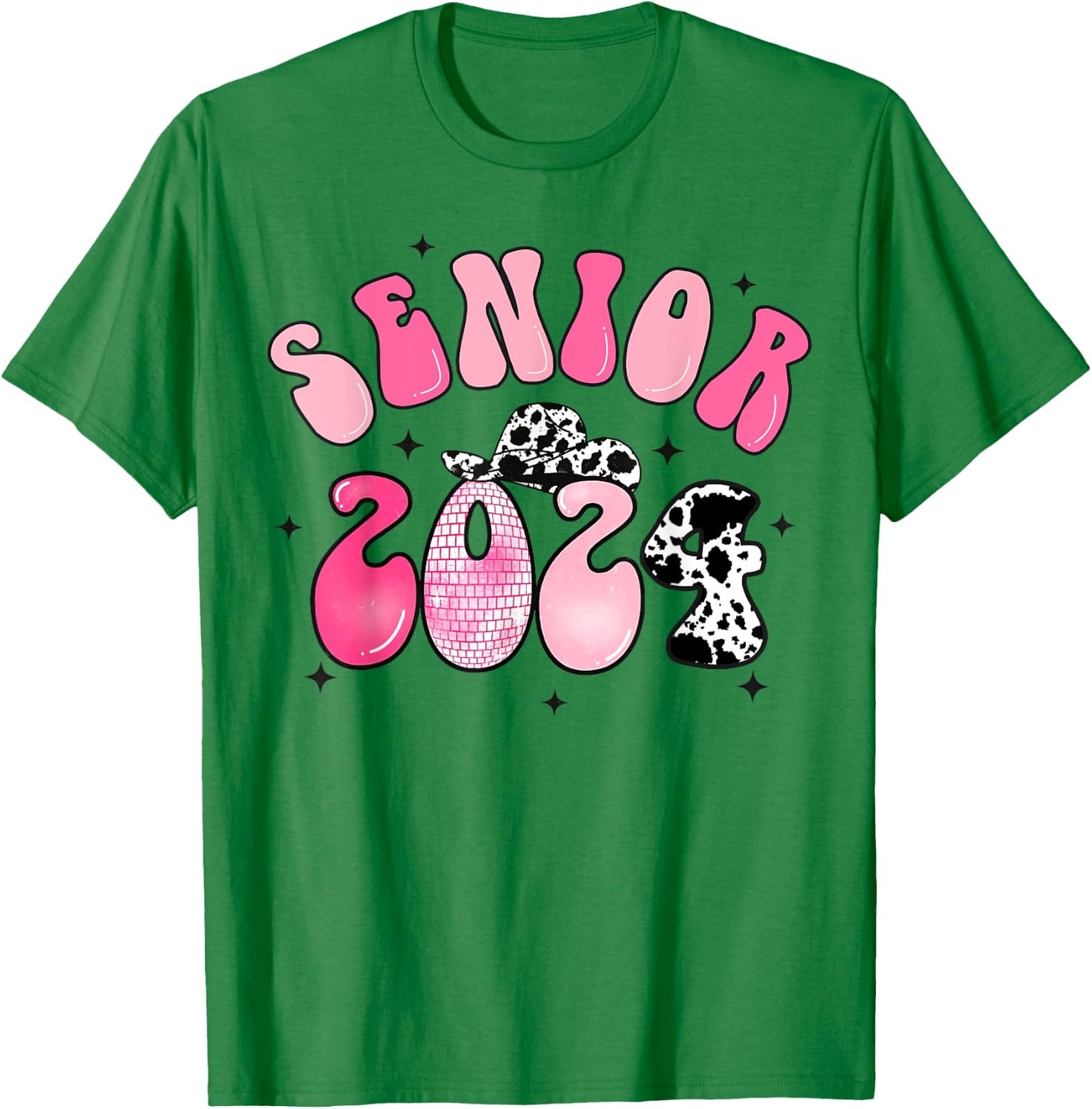 Class Of 2024 Senior Shirt Cowgirl Graduation Disco Groovy T-Shirt - T-Shirt | Irish Green