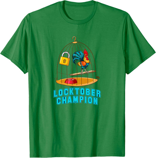 Red Rooster Cock Male Chastity Locktober Champion Chicken T-Shirt - T-Shirt | Irish Green