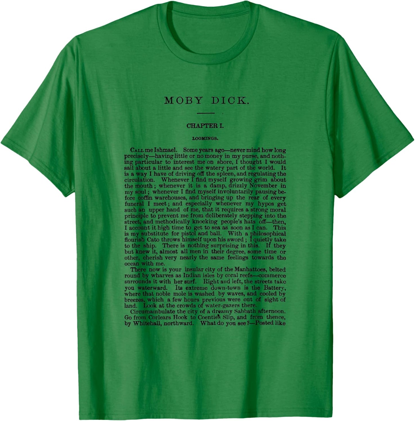 Moby Dick Herman Melville First Page T-Shirt - T-Shirt | Irish Green