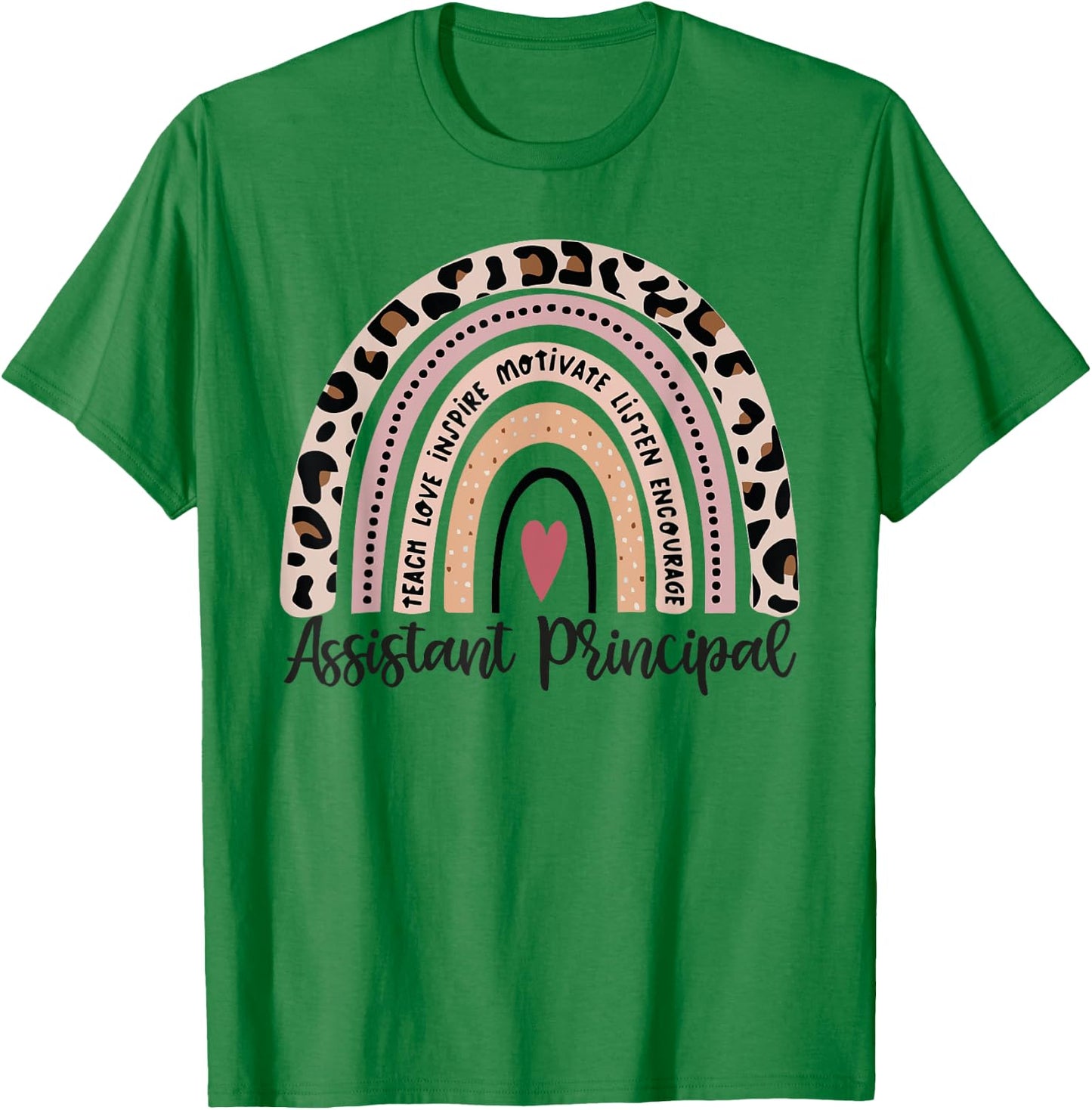 Assistant Principal Funny School Worker leopard rainbow T-Shirt - T-Shirt | Irish Green