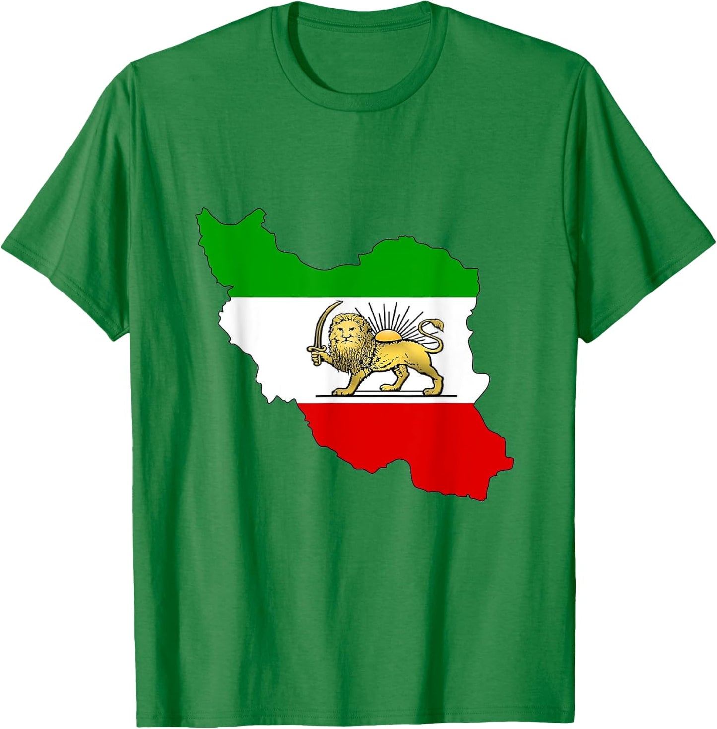 Iran flag with lion and sun symbol Rostam Iran´s unity T-Shirt - T-Shirt | Irish Green