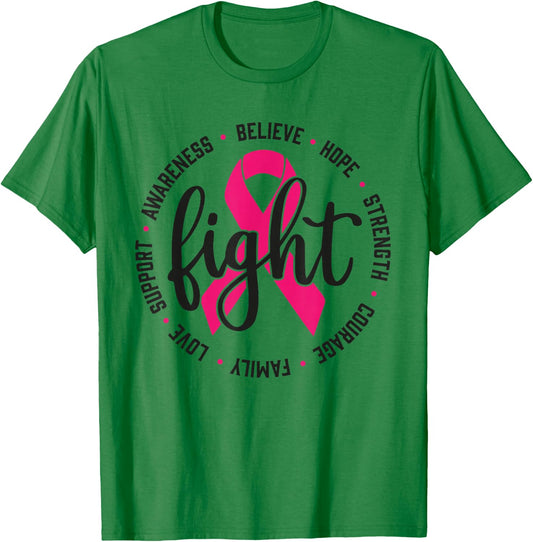 Fight Breast Survivor Pink Ribbon Breast Cancer Awareness T-Shirt - T-Shirt | Irish Green
