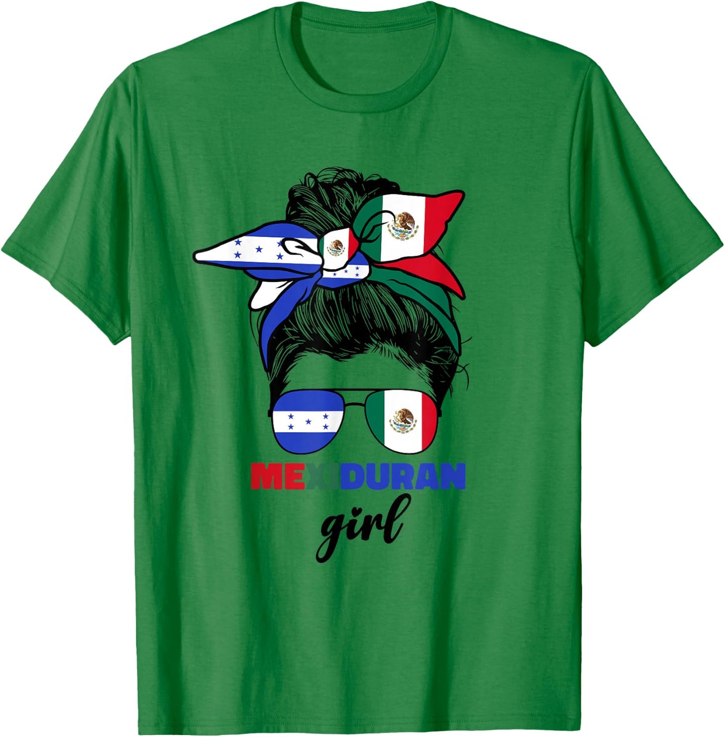 Half Mexican And Honduran Mexico Honduras Flag Girl T-Shirt - T-Shirt | Irish Green