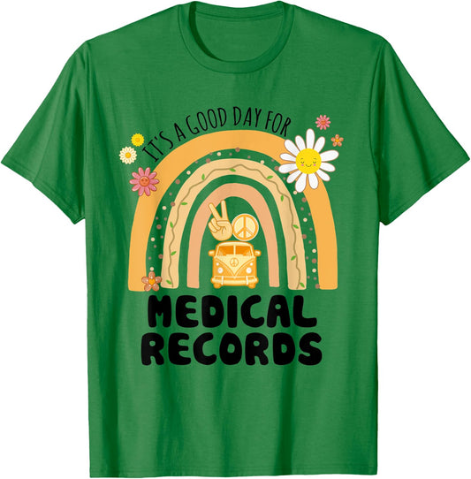 Rainbow Groovy Peace Medical Records Vintage T-Shirt - T-Shirt | Irish Green
