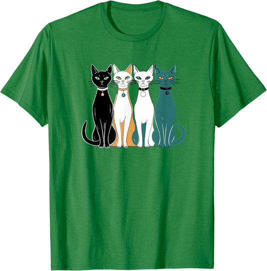 Retro Cats Midcentury Mid Century Age 60s 70s Space T-Shirt - T-Shirt | Irish Green