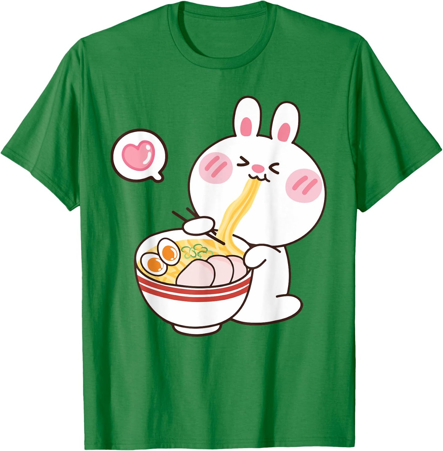 Cute Rabbit Ramen Noodle Toddler Girl Teen Kids Kawaii Anime T-Shirt - T-Shirt | Irish Green