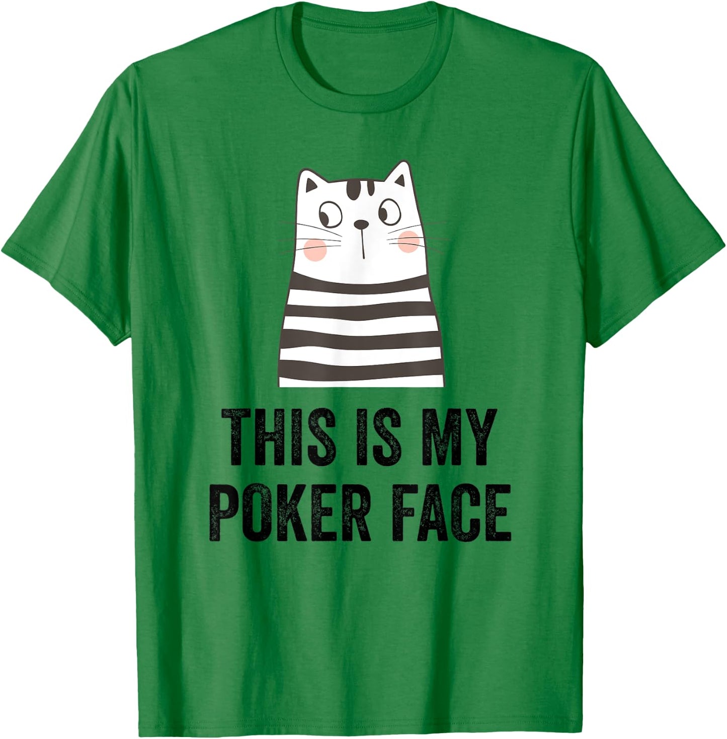 Cat poker player funny cat face cat lover playing cards cats T-Shirt - T-Shirt | Irish Green