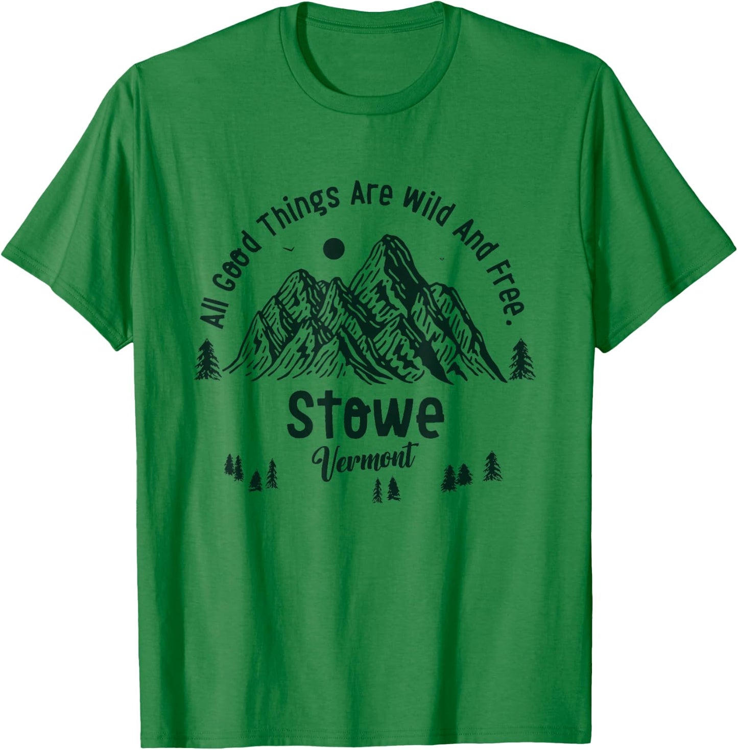Stowe Mountains Vermont Hiking Outdoors Vintage T-Shirt - T-Shirt | Irish Green