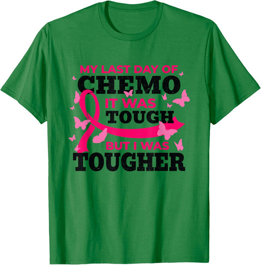 Breast Cancer Awareness My Last Day of Chemo Cancer Survivor T-Shirt - T-Shirt | Irish Green