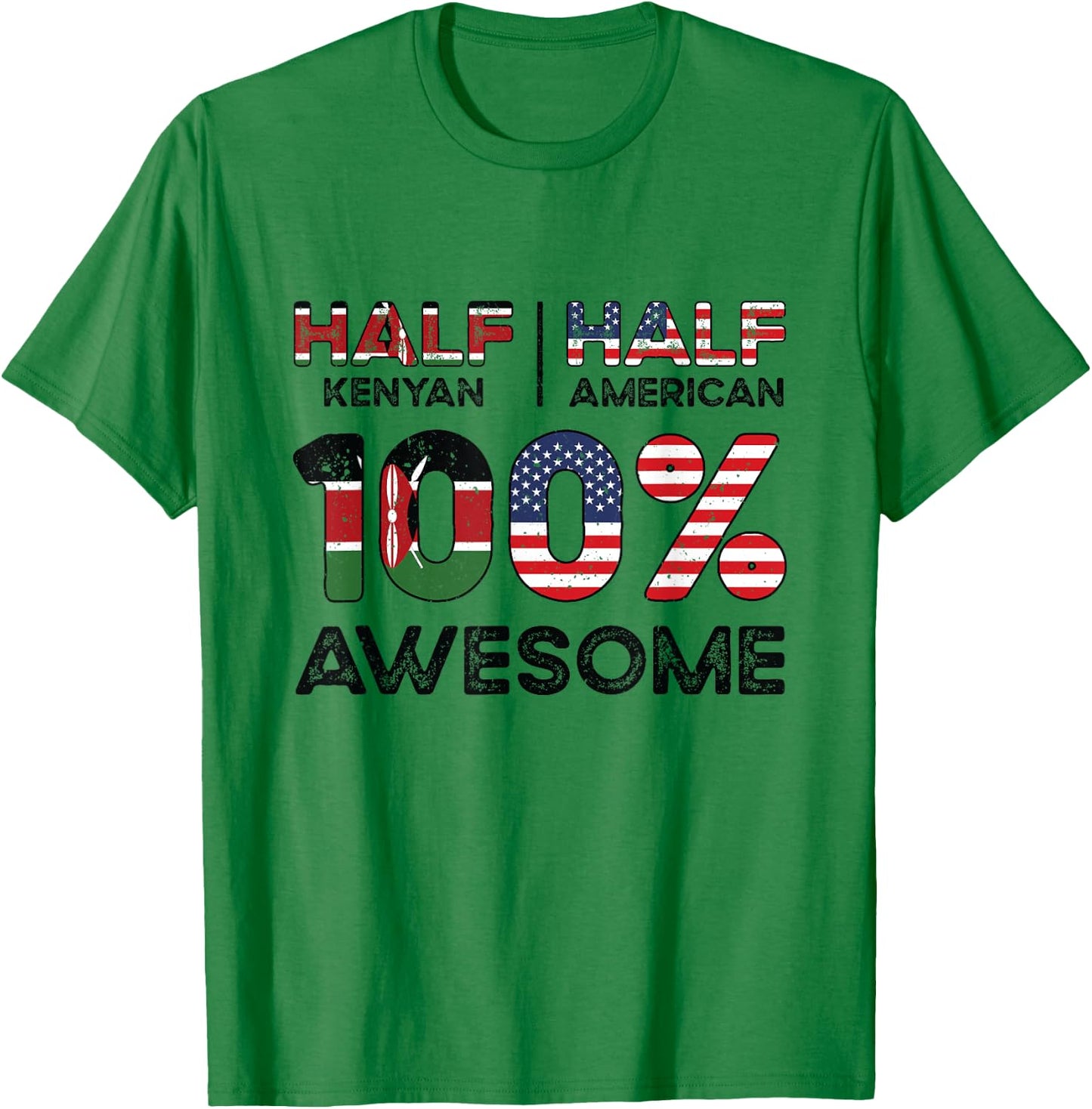 Kenyan American Patriot USA Grown Kenya US Flag T-Shirt - T-Shirt | Irish Green