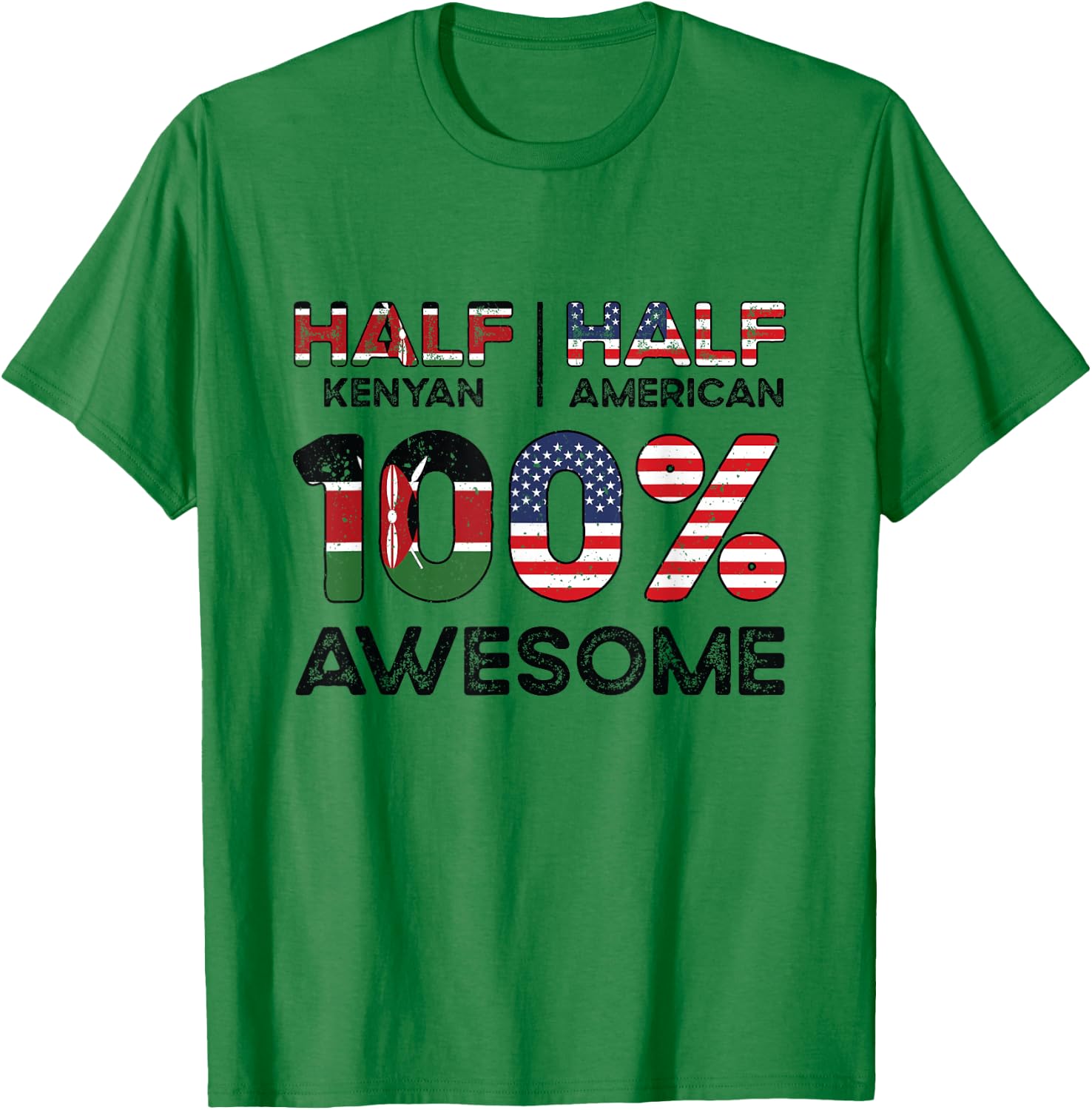 Kenyan American Patriot USA Grown Kenya US Flag T-Shirt - T-Shirt | Irish Green