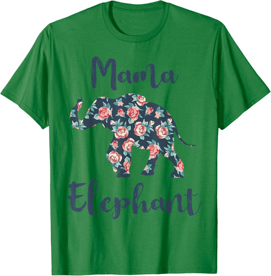 Mama Elephant Shirt Women Elephant Mom Mother Day Gift Funny T-Shirt - T-Shirt | Irish Green