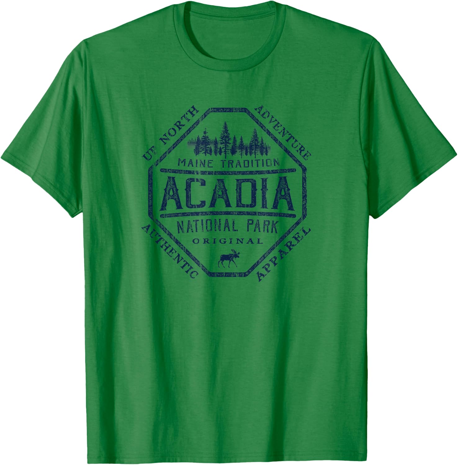 Acadia National Park Destinations Vintage , -Adults, Grey, Small, Short Sleeve, Classic Fit T-Shirt - T-Shirt | Irish Green