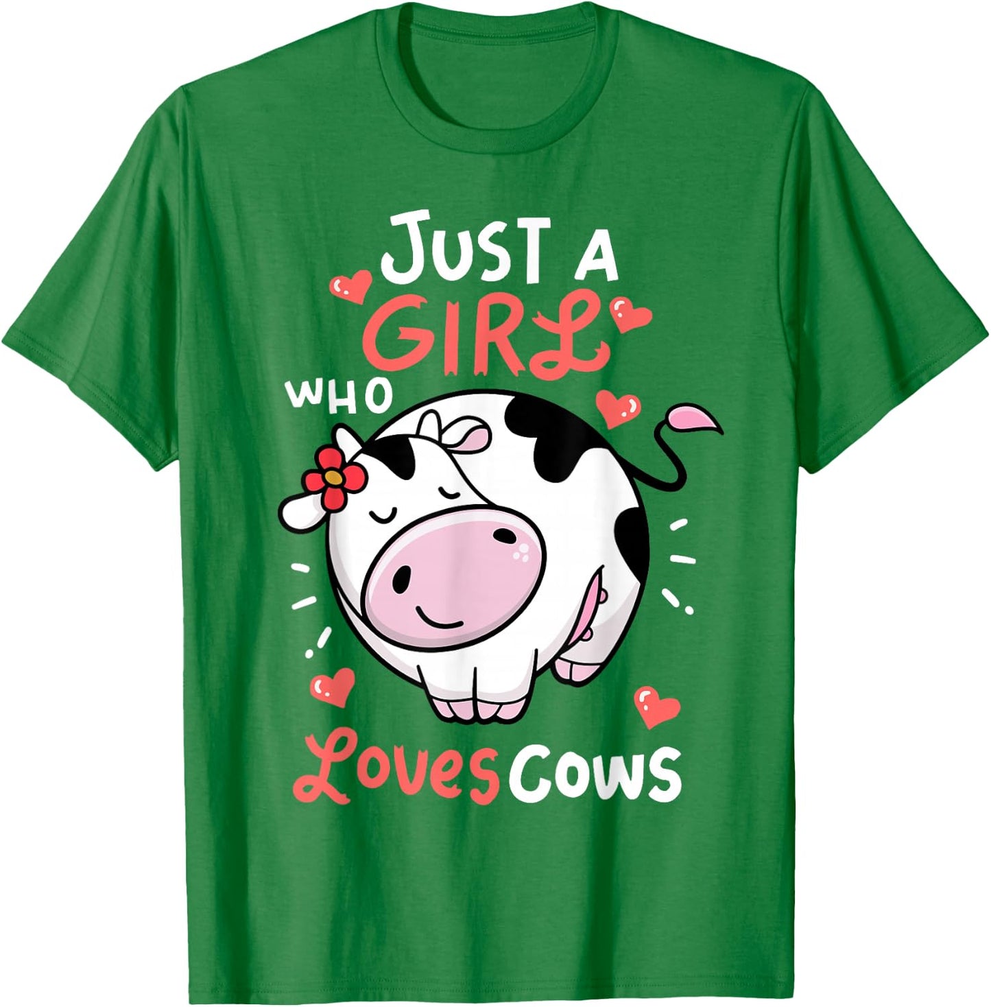 Cow-Shirt Just A Girl Who Loves Cows Print Kids Toddler Farm T-Shirt - T-Shirt | Irish Green
