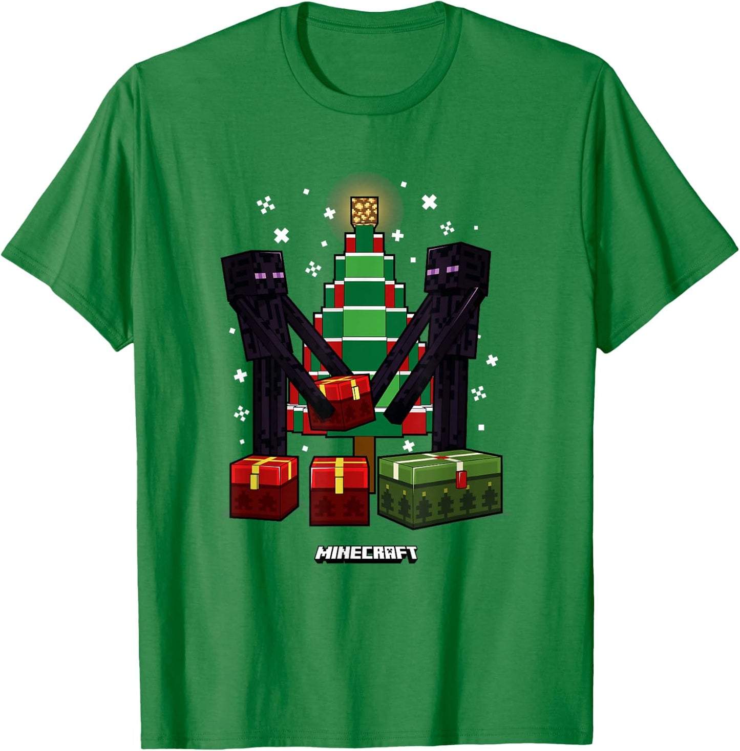 Minecraft Christmas Endermen Gift Exchange Xmas Tree T-Shirt - T-Shirt | Irish Green