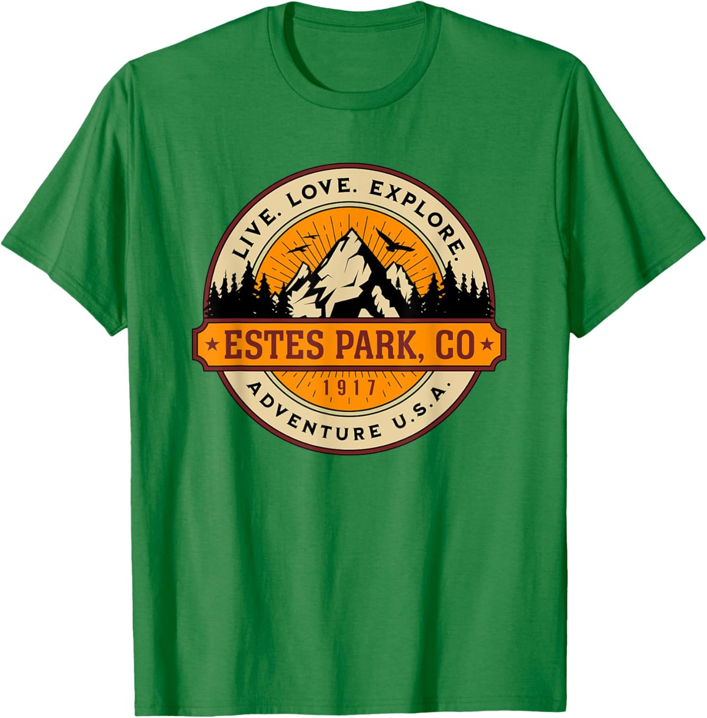 Estes Park Colorado Adventure USA Vintage Style Design T-Shirt - T-Shirt | Irish Green