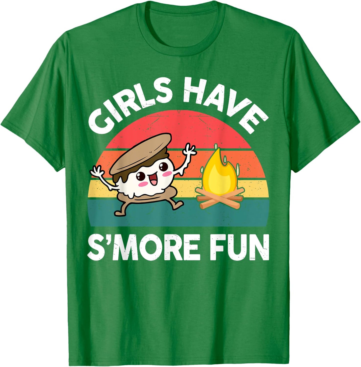 Girl Have Smore Fun One Happy Camper Kids Toddler Camping T-Shirt - T-Shirt | Irish Green