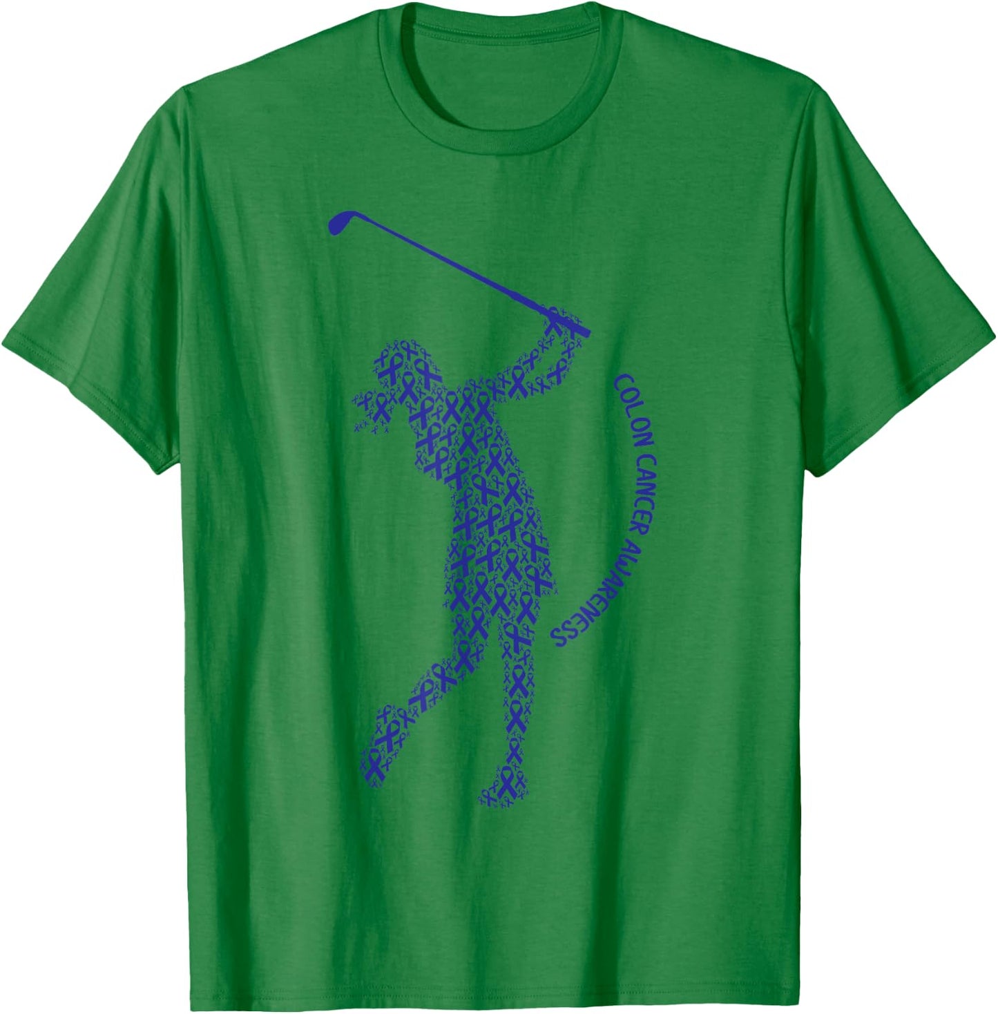 Colon Cancer Awareness Blue Ribbon Survivor - Golf Swing T-Shirt - T-Shirt | Irish Green